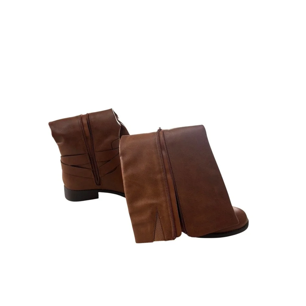 Style & Co Margoo Brown Riding Boots Wide Calf Womens Buckle Size‎ 7 NWB Classic